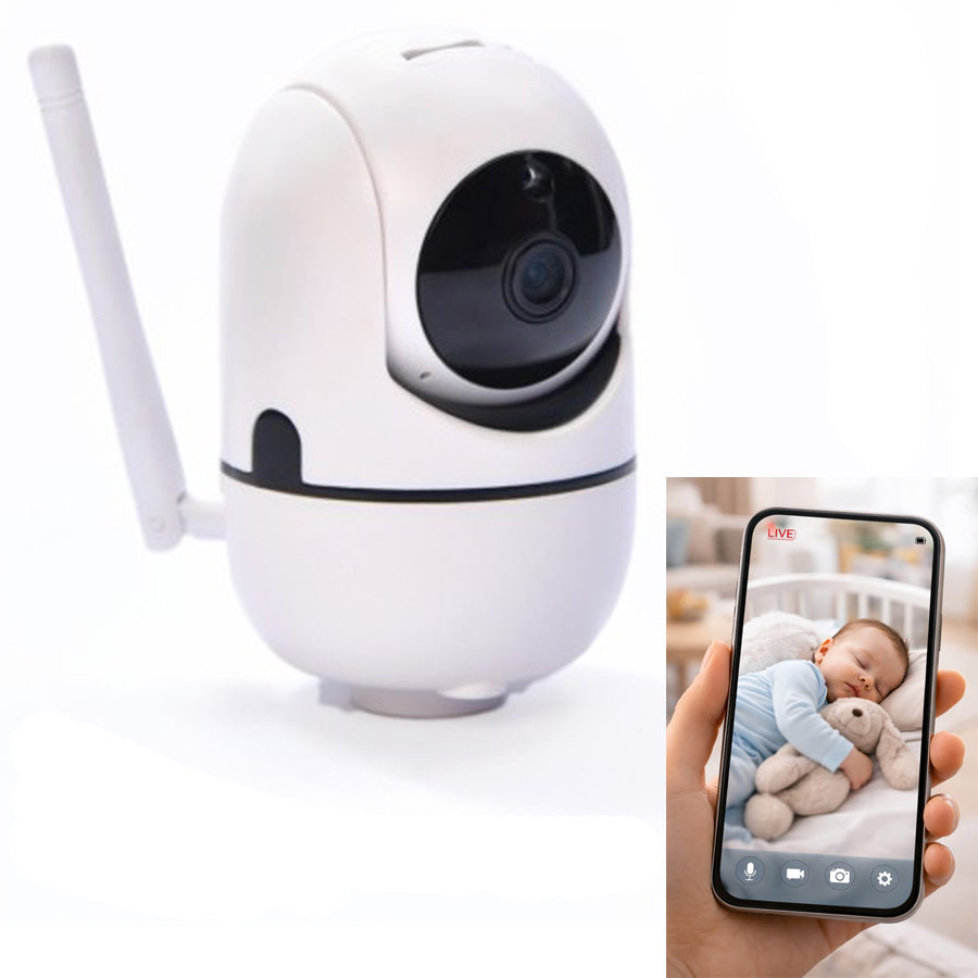 Baby Monitor 24/7 VIDEO/AUDIO, Vedere nocturna, Calitate High Definition, Senzor de miscare, Rotire Automata. Aplicatie Android/iOS